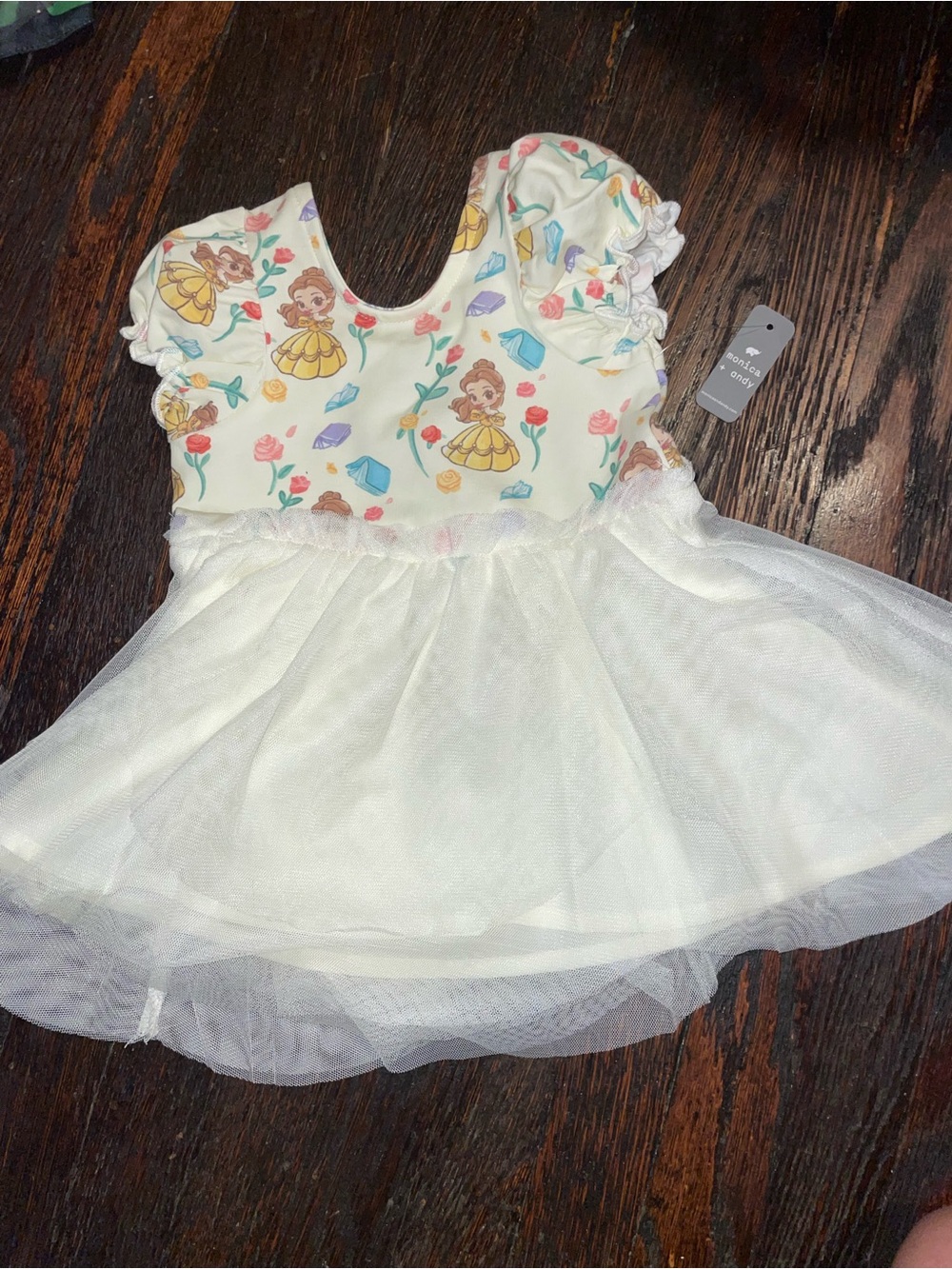 monica + andy Disney Tulle Dress Belle Beauty and the Beast 100% Organic nwt